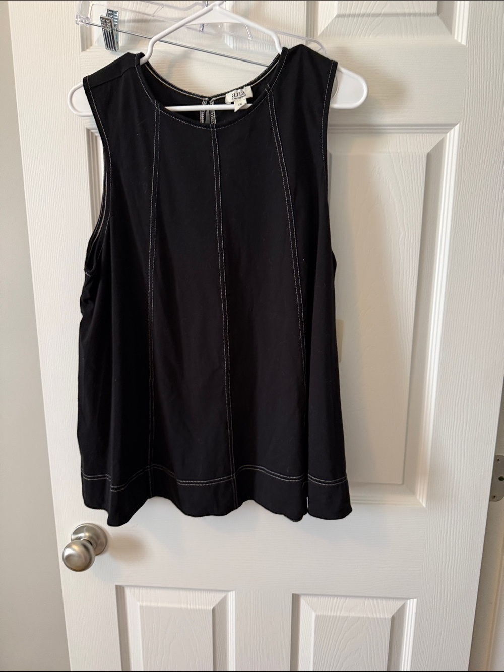 a.n.a Black Sleeveless Tank with Contrast Stitching
